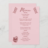 Menu Whimsical Quirky Squiggles Mariage rose (Devant / Derrière)