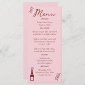Menu Whimsical Quirky Squiggles Mariage rose (Devant / Derrière)