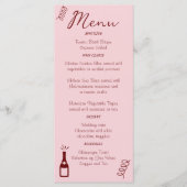 Menu Whimsical Quirky Squiggles Mariage rose (Devant)