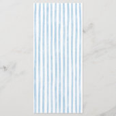 Menu Whimsical Retro Doodle Blue Stripes Wedding (Dos)
