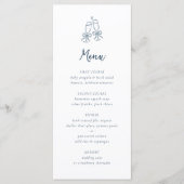 Menu Whimsical Retro Doodle Blue Stripes Wedding (Devant)
