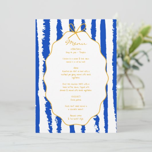 Menu Whimsical Stripes Handwritten Painted Wedding  (Debout devant)