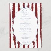 Menu Whimsical Stripes Handwritten Painted Wedding  (Devant)