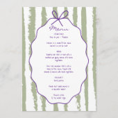 Menu Whimsical Stripes Handwritten Painted Wedding (Devant)