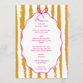 Menu Whimsical Stripes Handwritten Painted Wedding  (Devant)