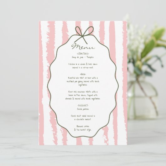 Menu Whimsical Stripes Handwritten Painted Wedding  (Debout devant)