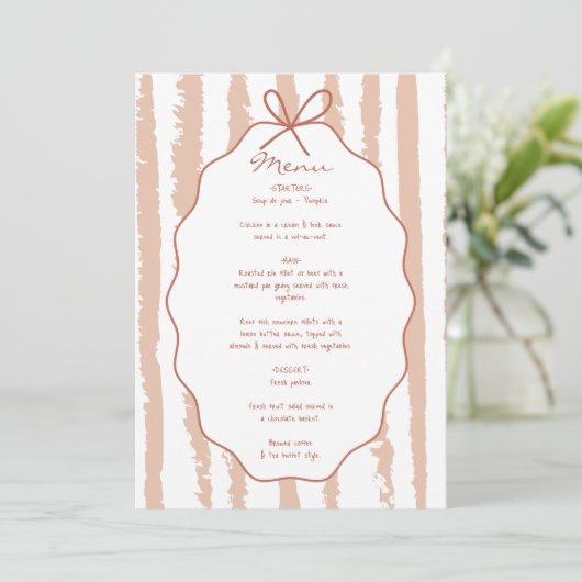 Menu Whimsical Stripes Handwritten Painted Wedding  (Debout devant)