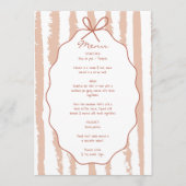 Menu Whimsical Stripes Handwritten Painted Wedding (Devant)