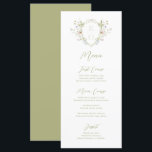 Menu Whimsstel Fleur sauvage Monogram Crest Mariage<br><div class="desc">Présentez notre menu de mariage de crête fleur sauvage pastel fantaisie avec un design vintage de crête monographique fleur sauvage coloré! Cette carte de menu est parfaite pour ceux qui veulent ajouter une touche de fantaisie ludique à leur journée spéciale. Le design présente une variété de verdure et de fleurs...</div>