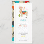 Menu Whimsy Animal Llama Birthday Party (Voorkant / Achterkant)