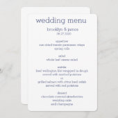 Menu White and Blue Modern Wedding (Voorkant / Achterkant)