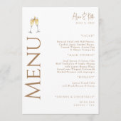 Menu White Champagne Toast Gold texte Partie d'engageme (Devant)