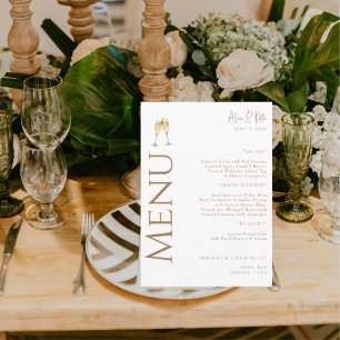Menu White Champagne Toast Gold texte Partie d'engageme