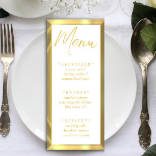Menu White & Gold Bar Elégante Réception de mariage