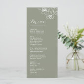 Menu White Line Art Flowers Sage Green Wedding (Debout devant)