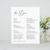 Menu White Modern Calligraphy Wedding Bar (Staand voorkant)