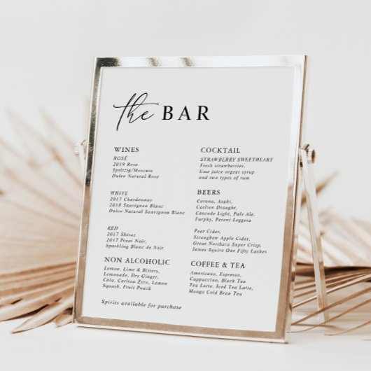 Menu White Modern Minimalist Wedding Bar
