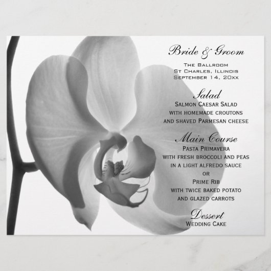 Menu White Orchid Flower Wedding (Voorkant)