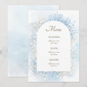 Menu white pastel blue flowers (Devant / Derrière)