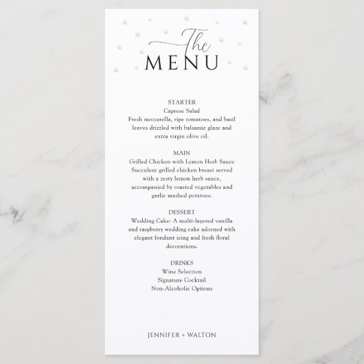 Menu White Pearls Wedding (Voorkant)