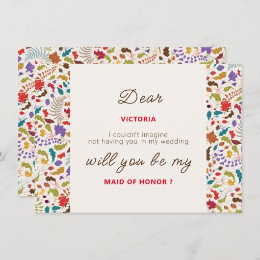 Menu Wild Rose Woods Exotic Flower Garden Mariage (Devant / Derrière)