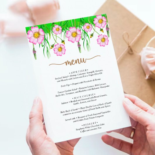Menu Wildbloemen Baby in Bloom Baby shower