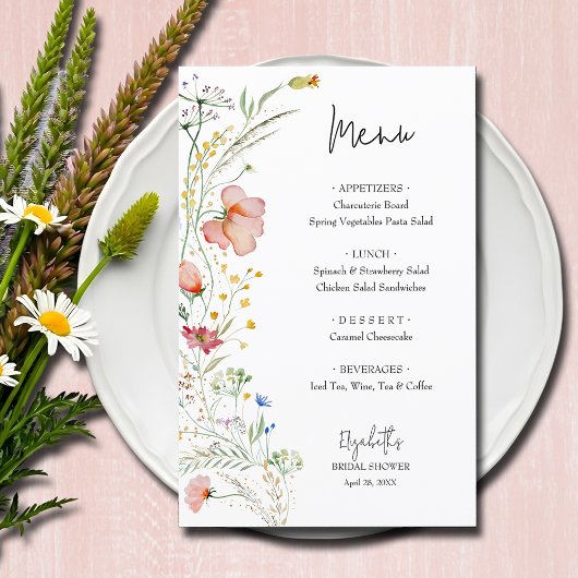 Menu Wildbloemen Vrijgezellenfeest