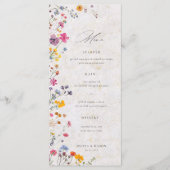 Menu Wildflower Garden Modern Floral Blush Pink Wedding (Devant)