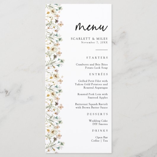Menu Wildflower Wedding (Voorkant)