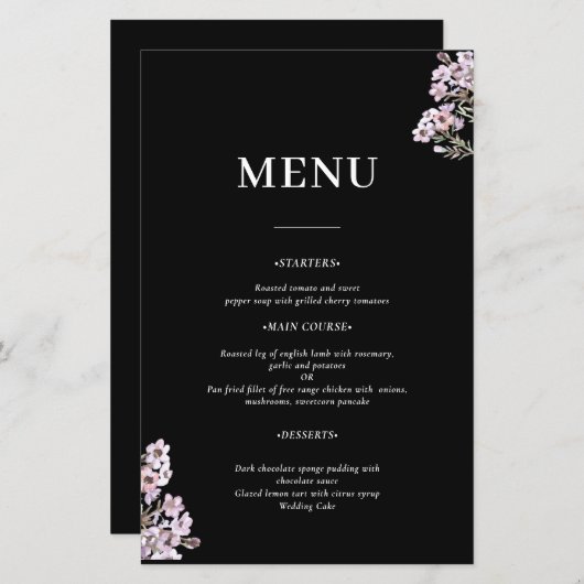 Menu Wildflower Wedding (Voorkant / Achterkant)