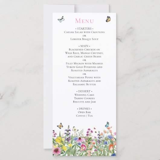 Menu Wildflower Wedding (Voorkant)
