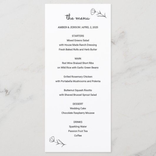 Menu Wildflower Wedding (Voorkant)