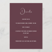 Menu Wine Red Plum Mauve Fall Floral Wedding (Dos)