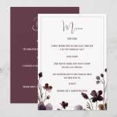 Menu Wine Red Plum Mauve Fall Floral Wedding (Devant / Derrière)