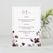 Menu Wine Red Plum Mauve Fall Floral Wedding (Debout devant)