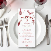 Menu Wine Tasting Holiday Christmas Party Hand-Drawn