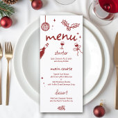 Menu Wine Tasting Party Holiday Christmas Hand-Drawn