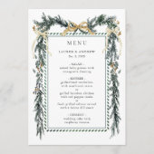 Menu Winter Greenery Garland Wedding Gold & Green (Devant)
