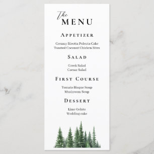 Menu Winter Watercolor Forest Mariage élégant