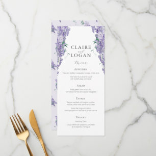 Menu Wisteria Dusty Purple Mariage d'aquarelle