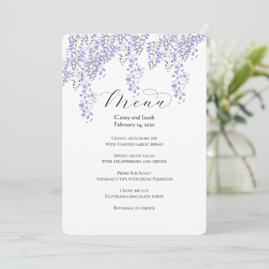 Menu Wisteria pour Mariages ou événements (Debout devant)