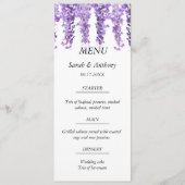 Menu Wisteria Purple Floral Aquarelle Mariage (Devant)