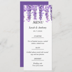 Menu Wisteria Purple Floral Aquarelle Mariage