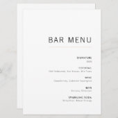 Menu Wit-& Gold Modern Minimalistische Weddenbalk (Voorkant / Achterkant)
