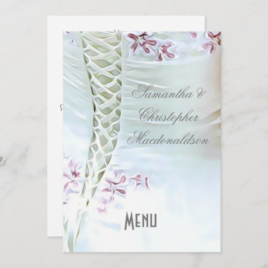 Menu Witte en roze bruiloft (Voorkant / Achterkant)