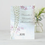 Menu Witte en roze bruiloft (Staand voorkant)