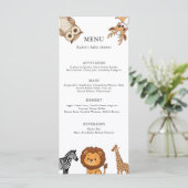 Menu Woodland Forest Animals Baby Shower (Debout devant)