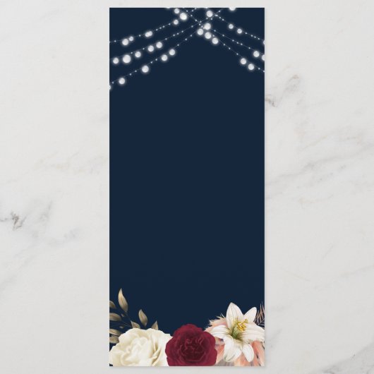 Menu Woodland Rustique Bourgogne Mariage (Dos)