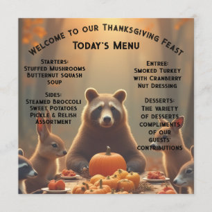 Menu Woodland Thanksgiving Party Amis et famille