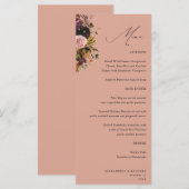 Menu xOr Rustique, Fleurs Violettes, Roses & Or 4 Blanc (Devant / Derrière)